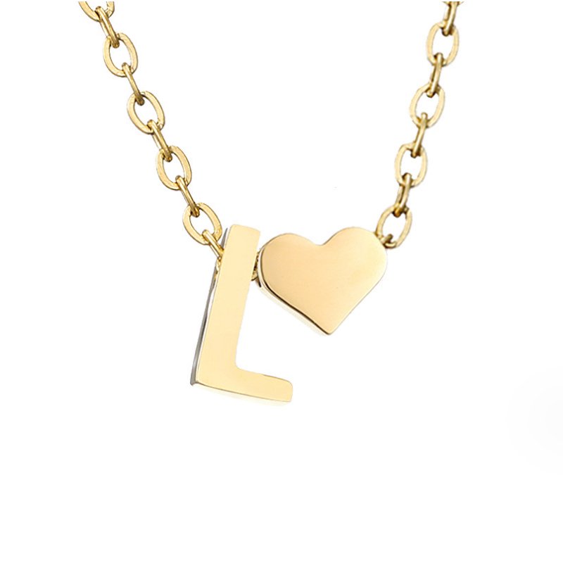 Amora | Initial & Heart Gold Necklace