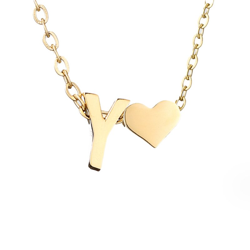 Amora | Initial & Heart Gold Necklace