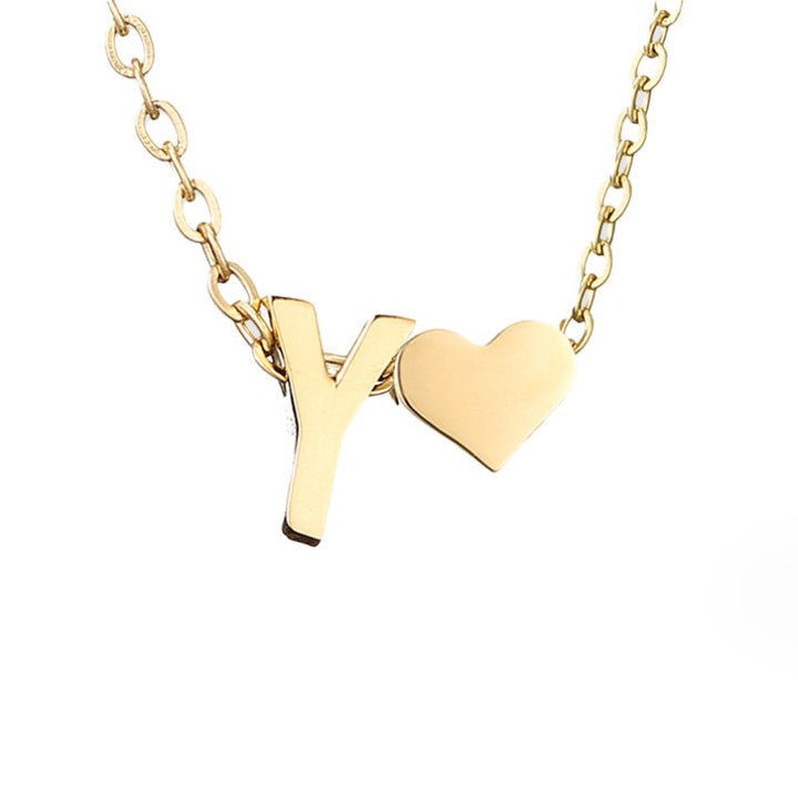 Amora | Initial & Heart Gold Necklace