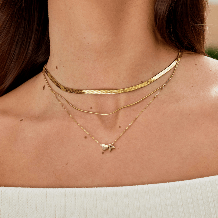 Amora | Initial & Heart Gold Necklace