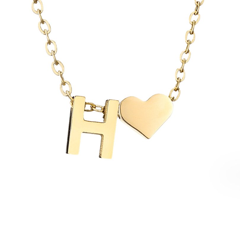 Amora | Initial & Heart Gold Necklace