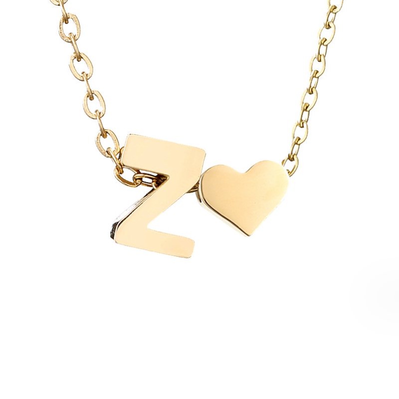 Amora | Initial & Heart Gold Necklace