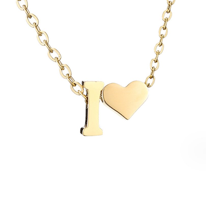 Amora | Initial & Heart Gold Necklace