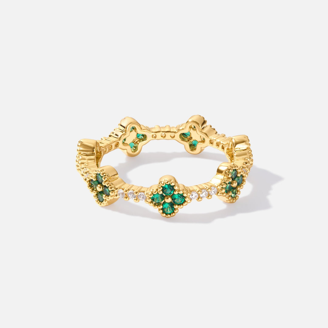 Kalia | Four Leaf Crystal Ring
