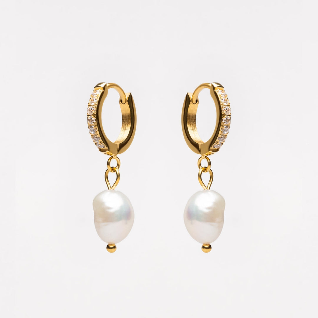 Nia | Freshwater Pearl Hoop Earrings