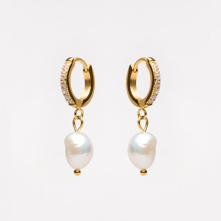 Nia | Freshwater Pearl Hoop Earrings