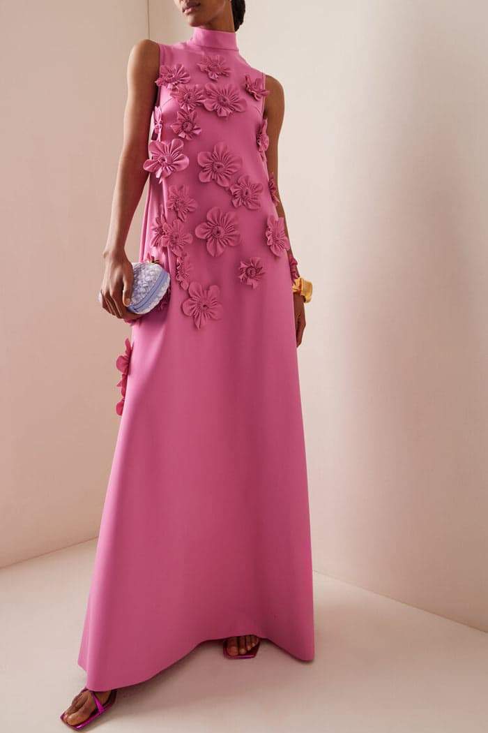 Lilani | Flower Embellished Sleeveless Maxi Dress
