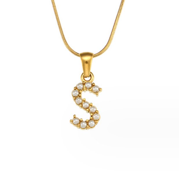 Anouk | Letter Pearl Charm Necklace