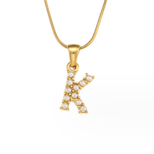 Anouk | Letter Pearl Charm Necklace