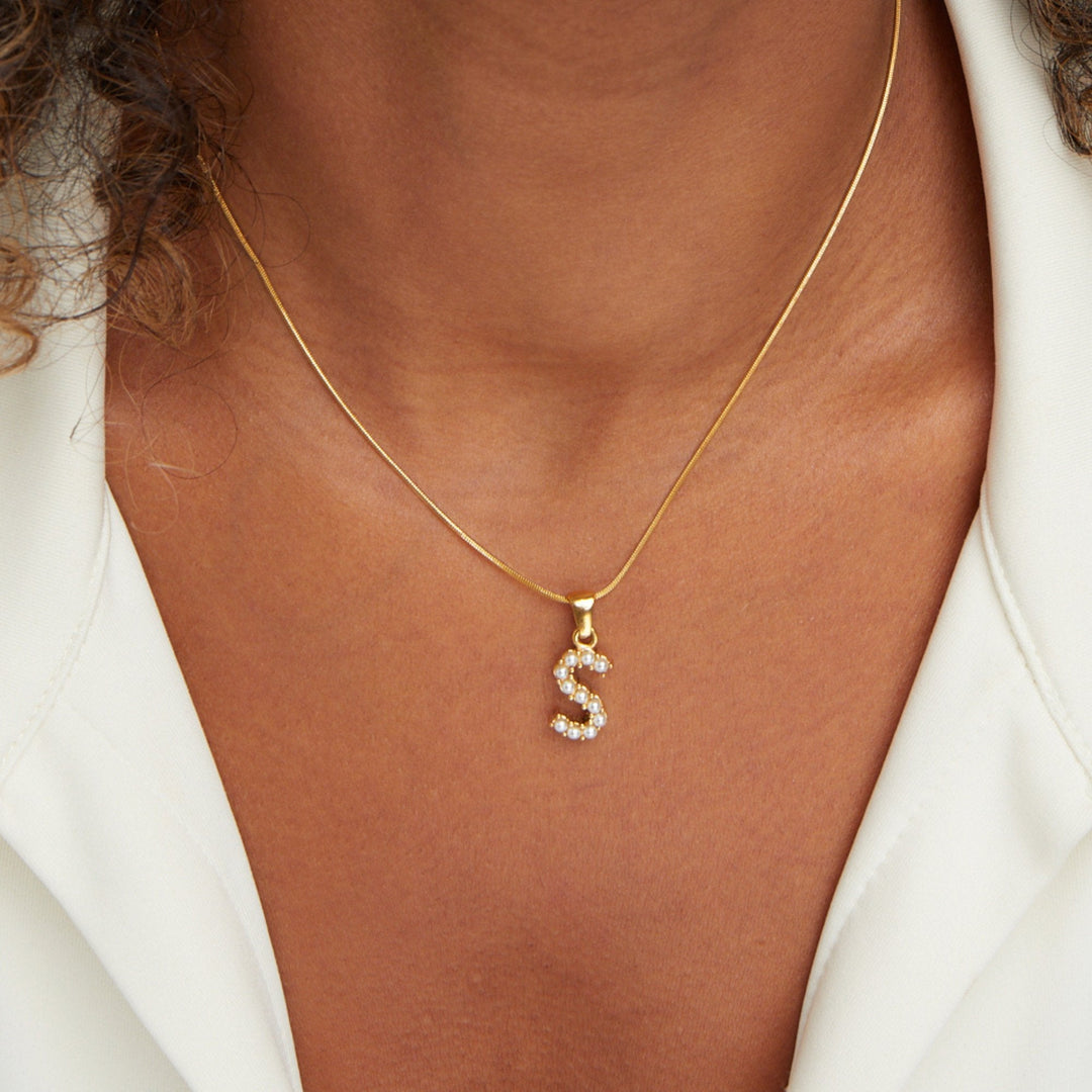 Anouk | Letter Pearl Charm Necklace