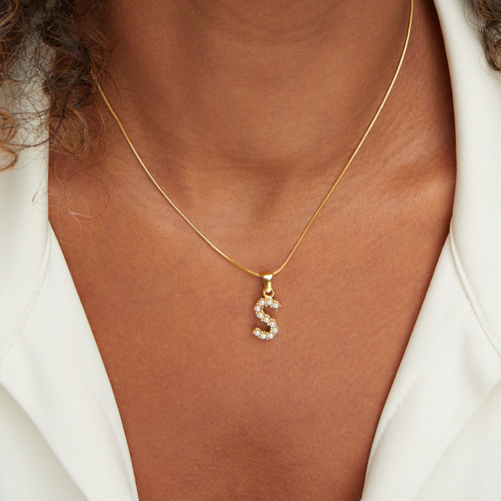 Anouk | Letter Pearl Charm Necklace