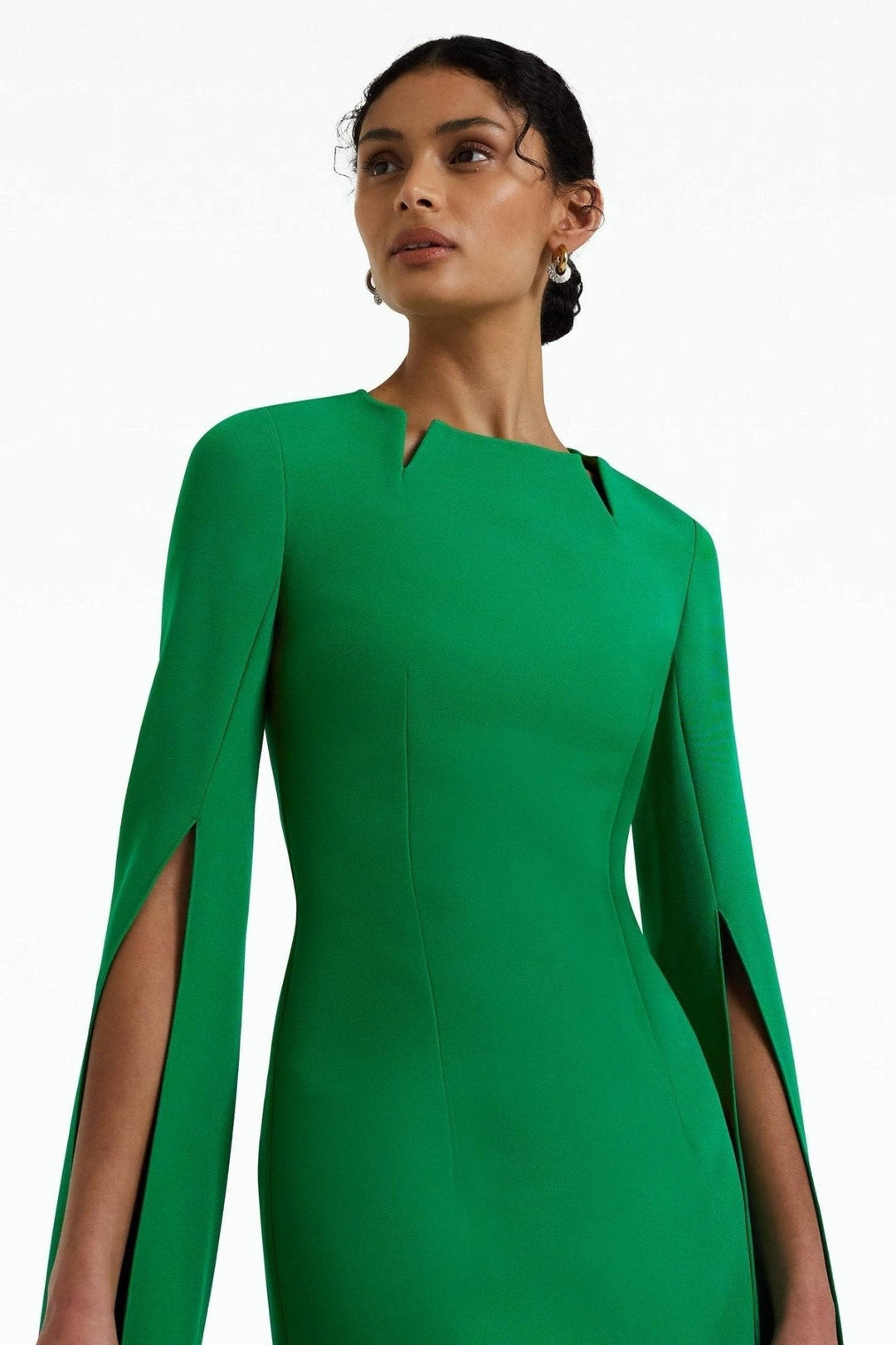 Naeva | Pointed Collar Long Sleeves Maxi Dress