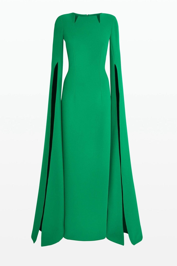 Naeva | Pointed Collar Long Sleeves Maxi Dress