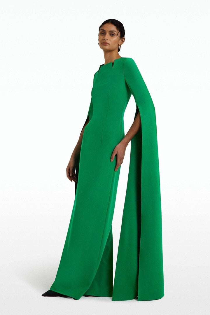 Naeva | Pointed Collar Long Sleeves Maxi Dress