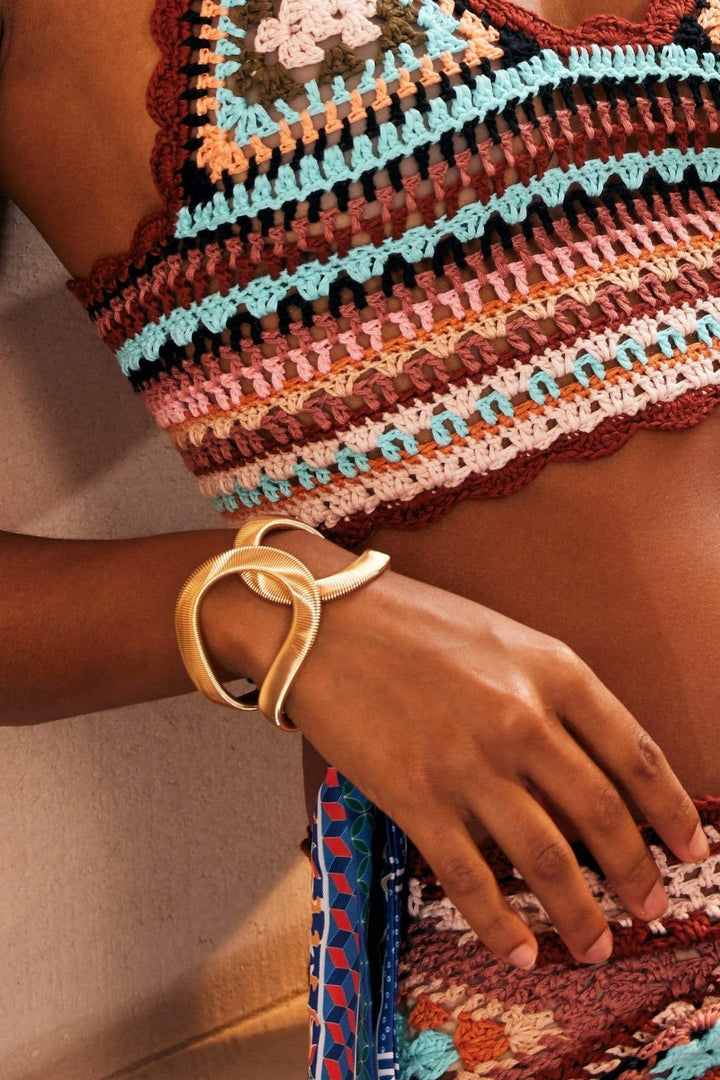 Meira | Metallic Textured Geometric Bracelet