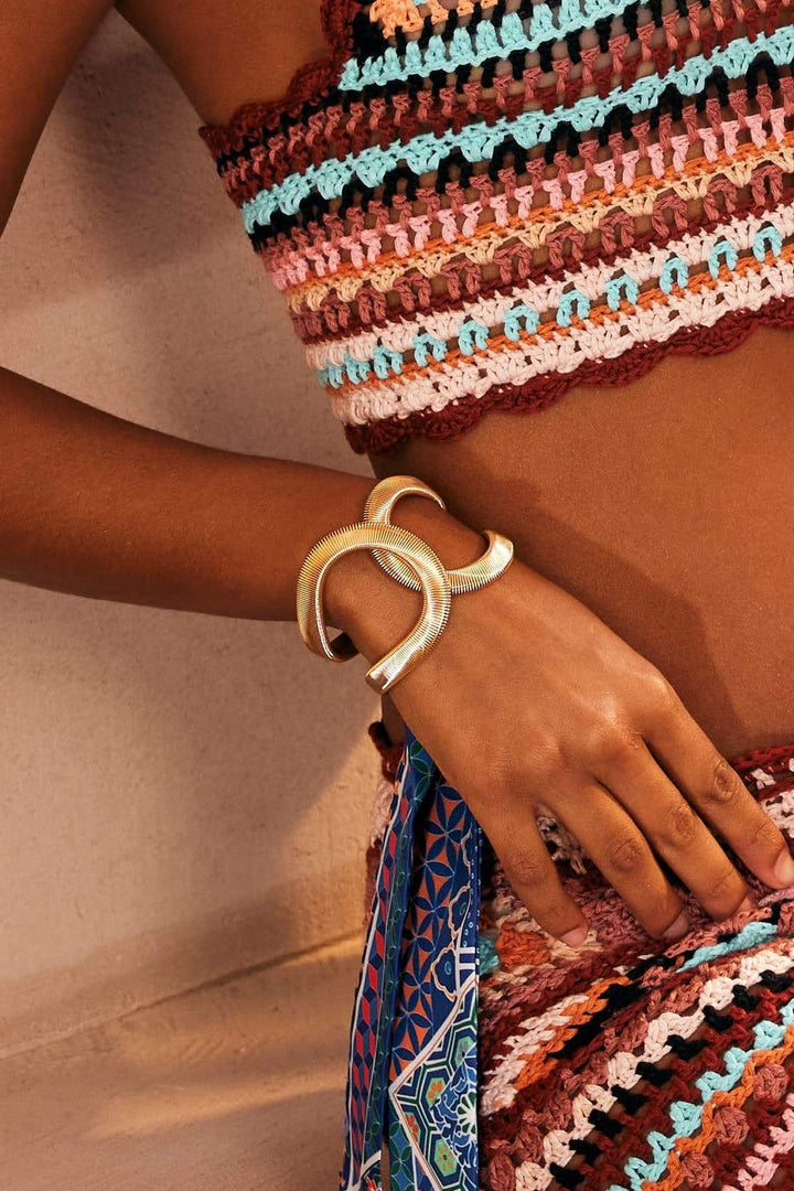 Meira | Metallic Textured Geometric Bracelet