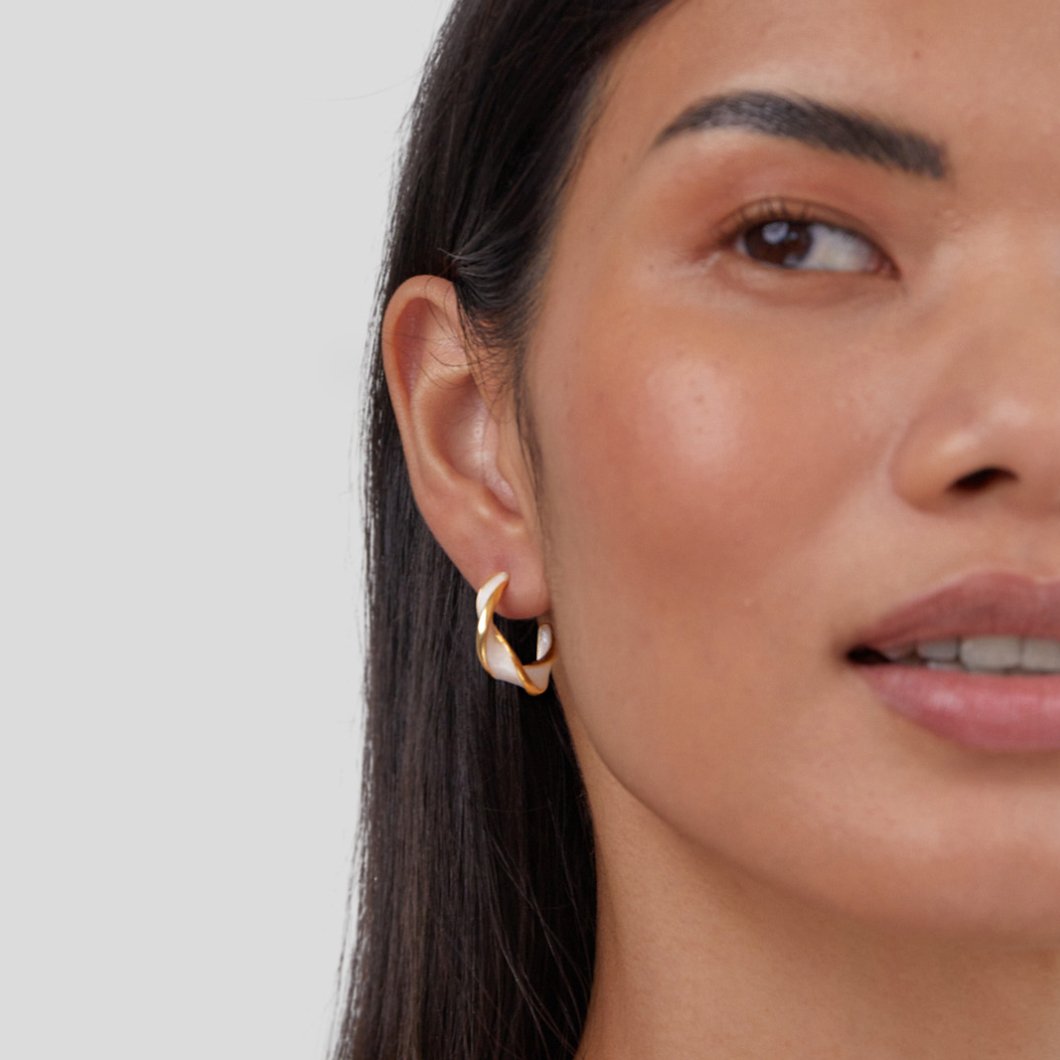 Lina | Mother of Pearl Twist Hoop Earrings