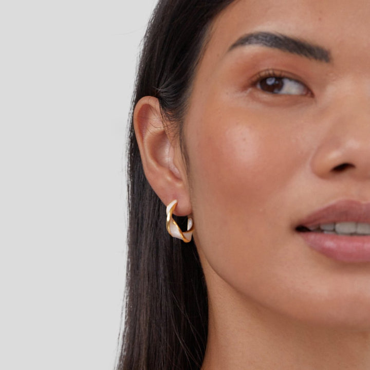 Lina | Mother of Pearl Twist Hoop Earrings