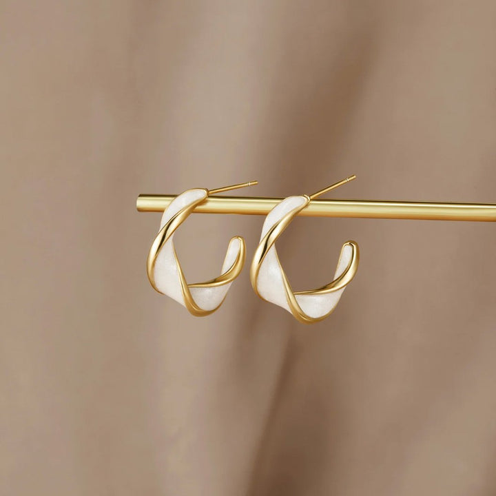 Lina | Mother of Pearl Twist Hoop Earrings