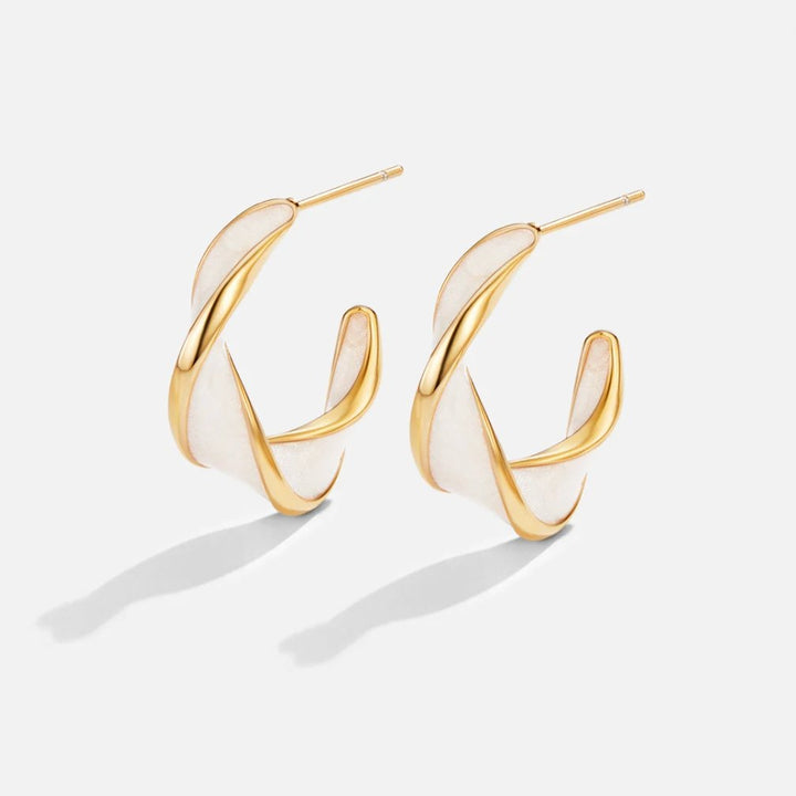 Lina | Mother of Pearl Twist Hoop Earrings