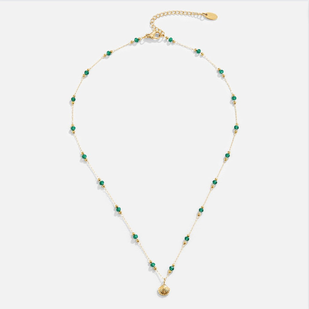 Allysa | Gold Shell & Green Bead Necklace