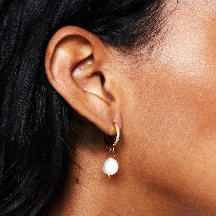 Nia | Freshwater Pearl Hoop Earrings
