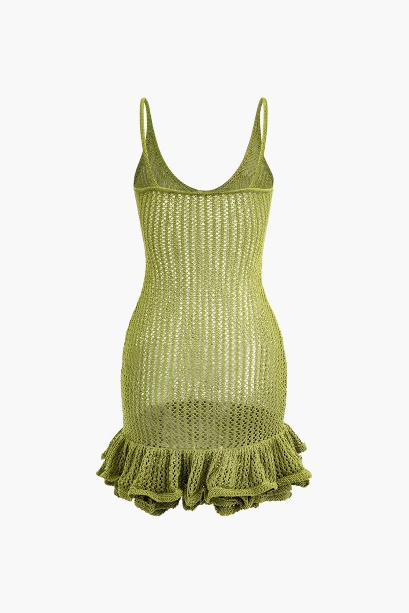 Aluna | V-neck Ruffle Hem Knit Mini Dress